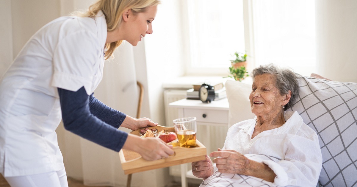 Senior receiving compassionate non-medical home care support